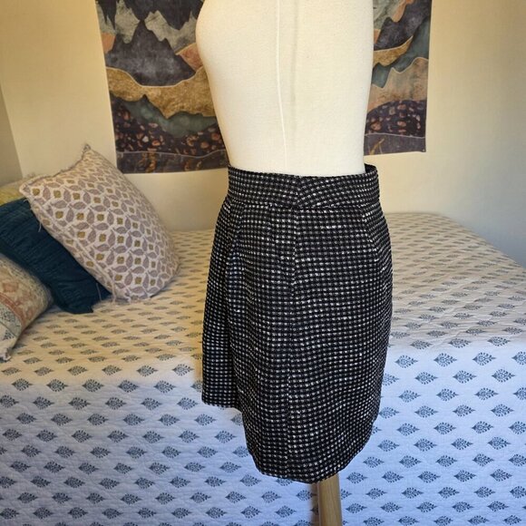 Halogen Women’s Black White Tweed A-Line Skirt Size 6 Lined Side Zip Pockets - Picture 11 of 14